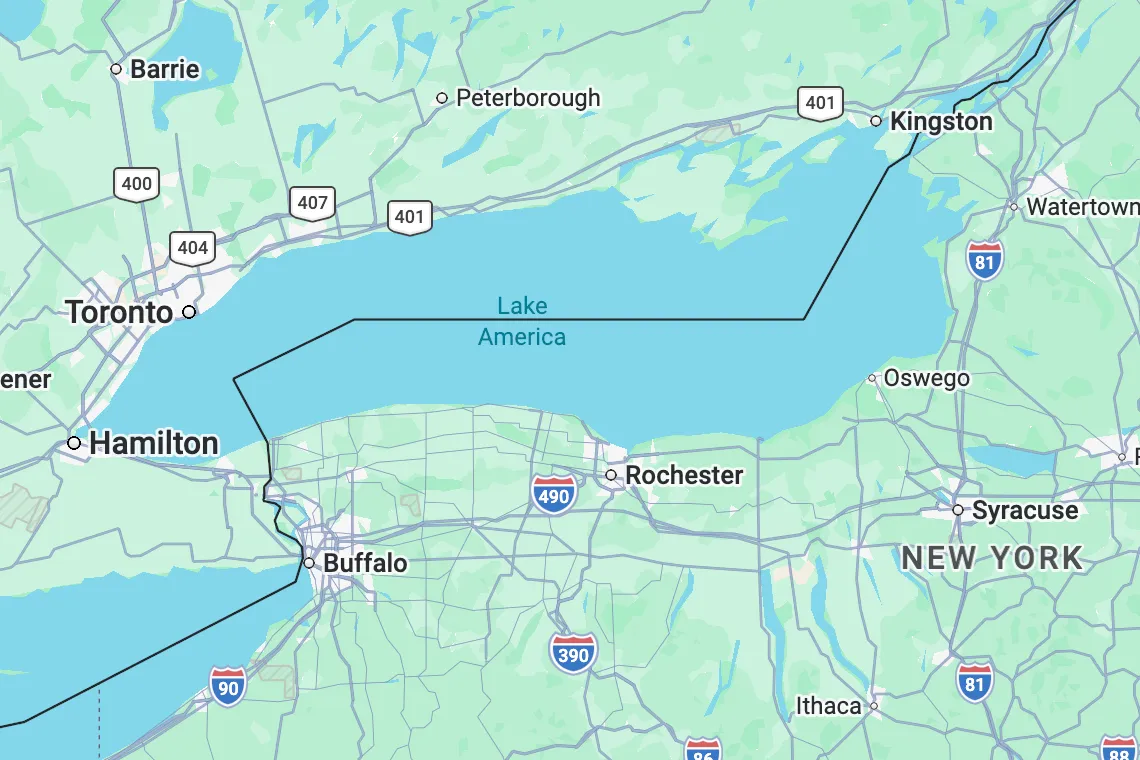 Google Maps Now Shows ‘Lake America’ Instead of Lake Ontario