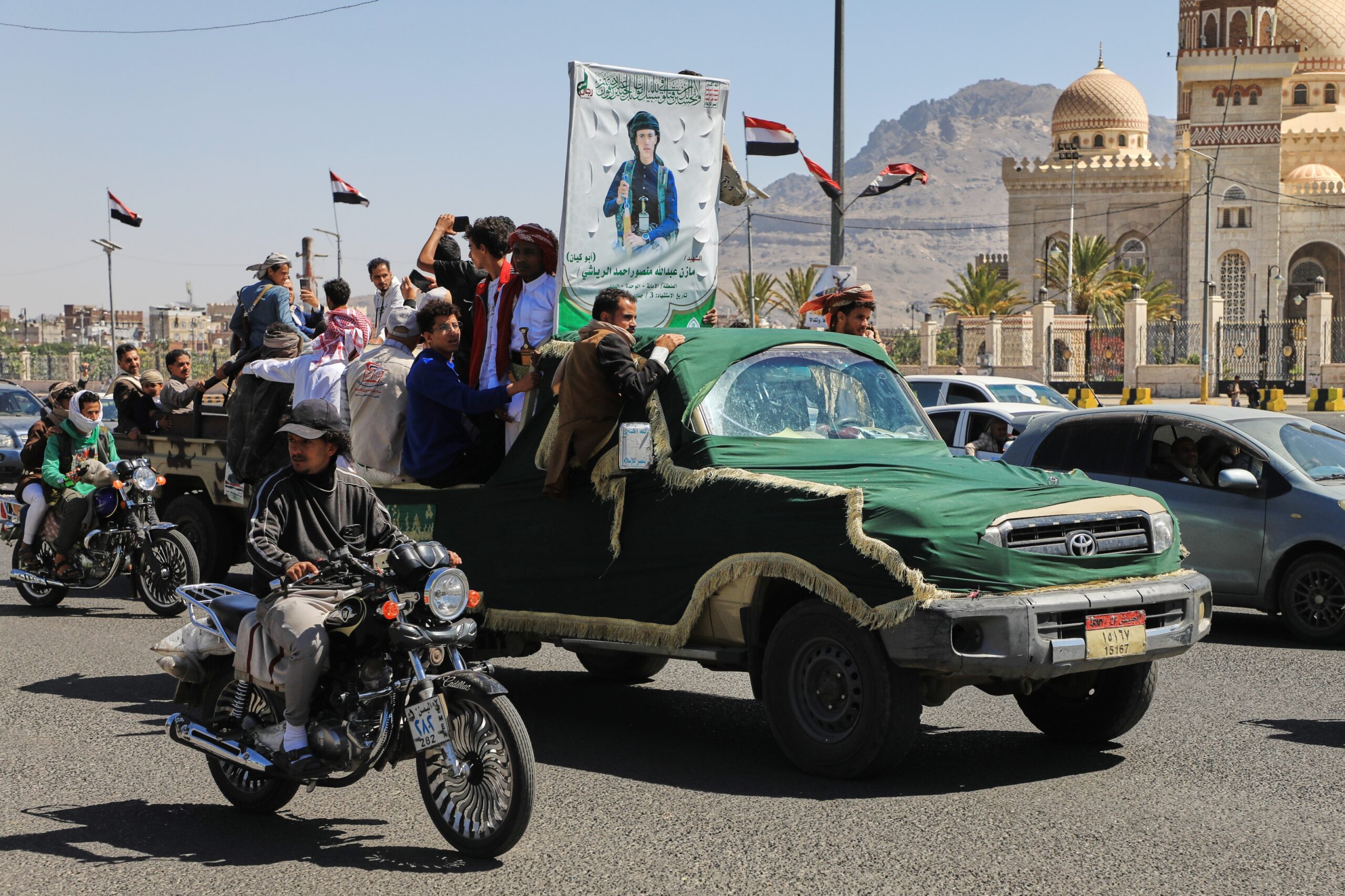 Houthi rebels strike a government military camp in southern Yemen, killing at least 53 fighters