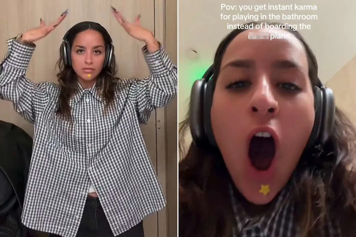 Woman's Phone Plunges into Airport Bathroom While Her Plane Boards During TikTok Dance Fail (Exclusive)