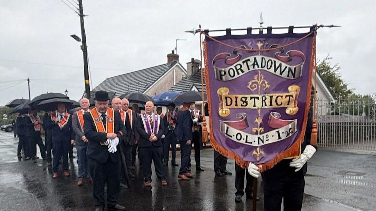 Protesters blocking Garvaghy Road ahead of Orange Order march