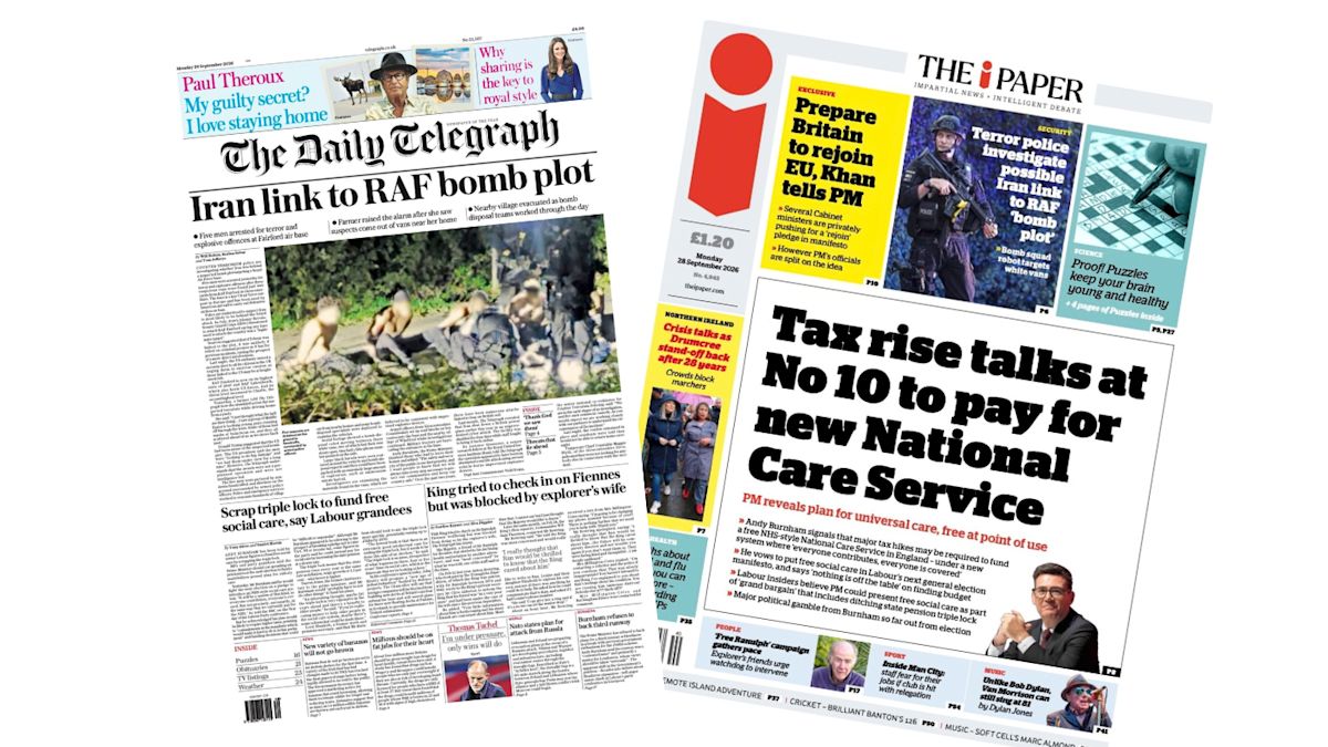 Iran link to RAF bomb plot and tax rise talks at No 10
