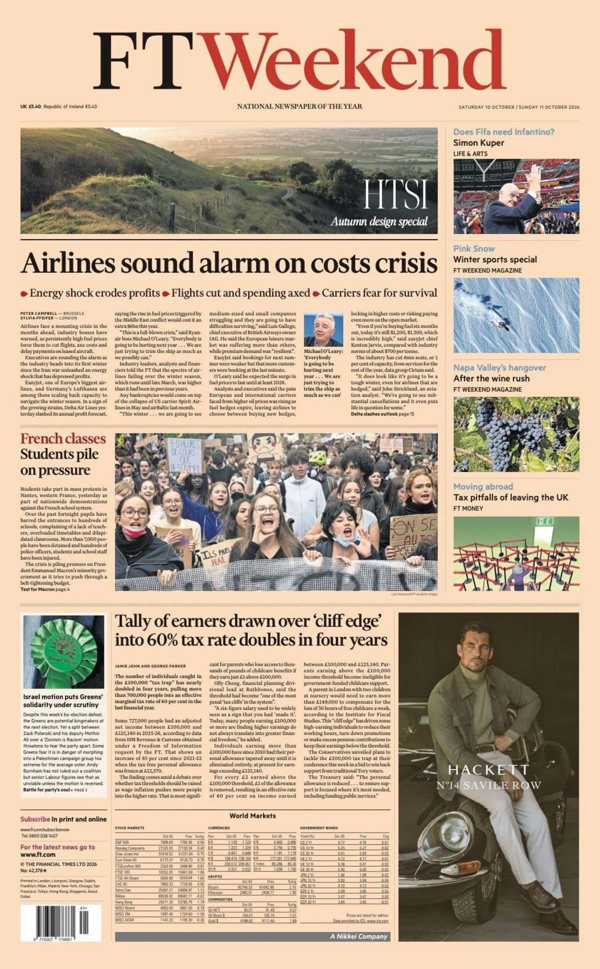 Airlines warn of cost crisis as fuel prices soar; King loans Andrew £1.5m